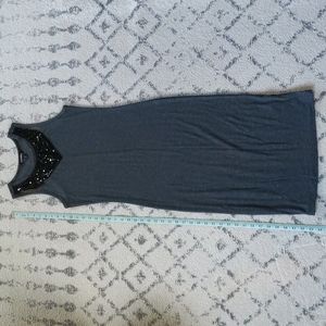 Express black beaded grey bodycon dress